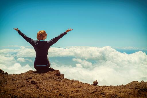 Woman looking out over a scenic vista